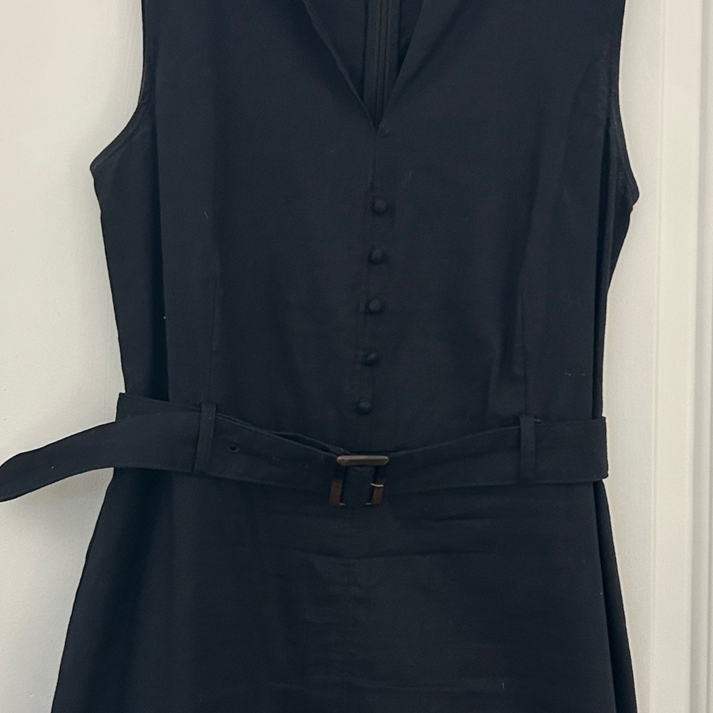 Elegant Linen Blend Black Sleeveless Dress from Banana Republic, Size 10 - Picture 3 of 6